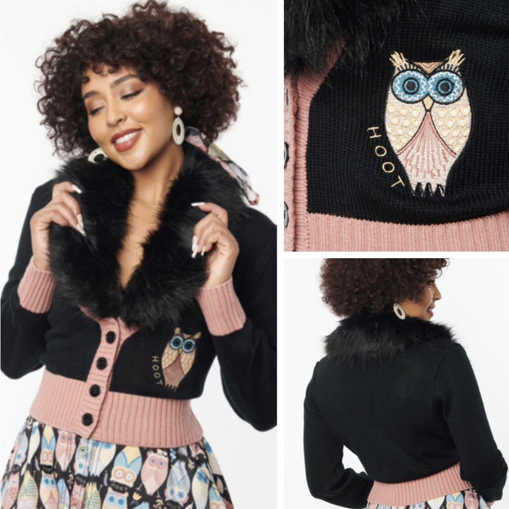 Unique Vintage NWT EMBROIDERED OWL SWEATER